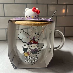 **NEW** HELLO KITTY Halloween glass mug with stir spoon